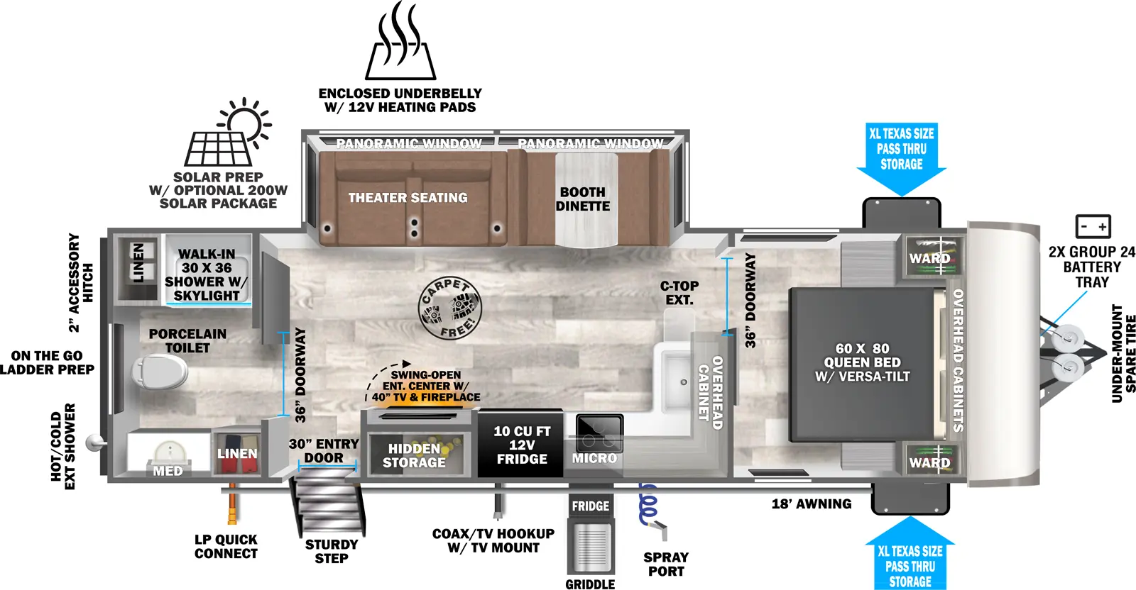 Hemisphere Travel Trailers 25RBHL Floorplan